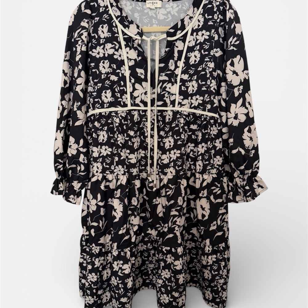 Floral Navy and White Dress